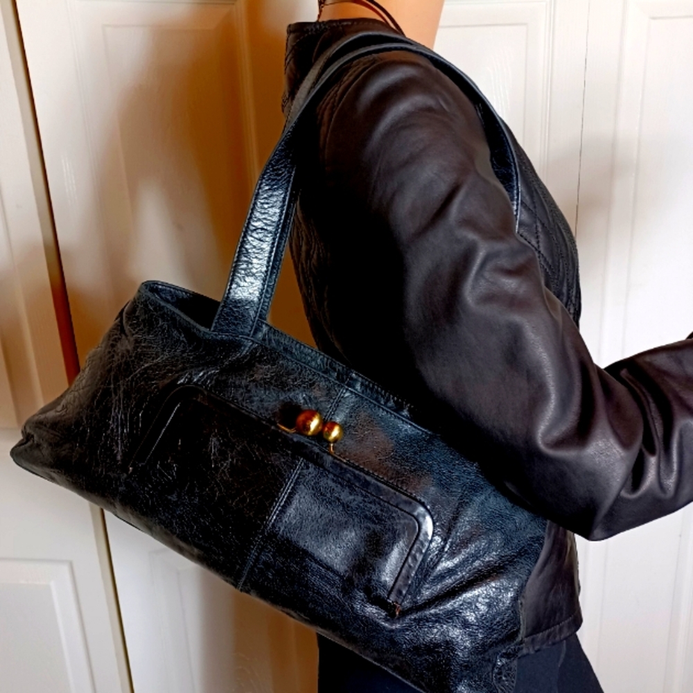BLACK LEATHER HOBO INTERNATIONAL - Picture 6 of 14